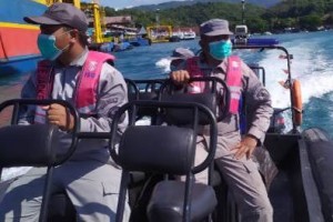 Bakamla RI melalui unsur patroli RHIB 87-04 saat amankan jalur perairan Karangasem, Bali.